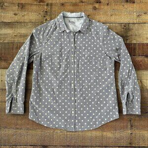 Boden Relaxed Weekend Shirt blue and white striped polka dot long sleeve button